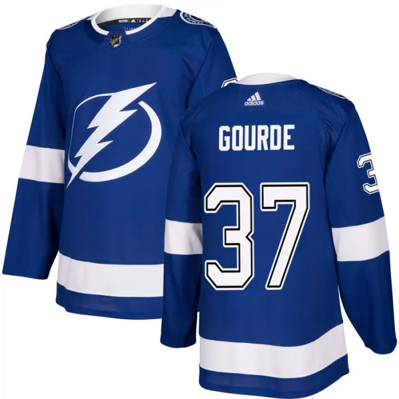 Men’s Tampa Bay Lightning Yanni Gourde #37 adidas Blue Authentic Jersey