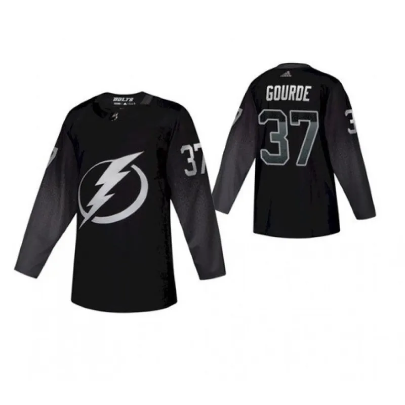 Men’s Tampa Bay Lightning Yanni Gourde #37 Adidas Black Alternate Authentic Jersey