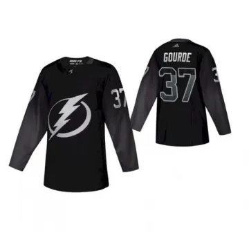 Tampa Bay Lightning Yanni Gourde #37 Camisola Autêntica Alternativa Preta Adidas para homem