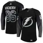 Hommes Tampa Bay Lightning Nikita Kucherov #86 adidas Black Authentic Jersey