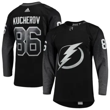 Uomo Tampa Bay Lightning Nikita Kucherov #86 adidas Maglia Autentica Nera