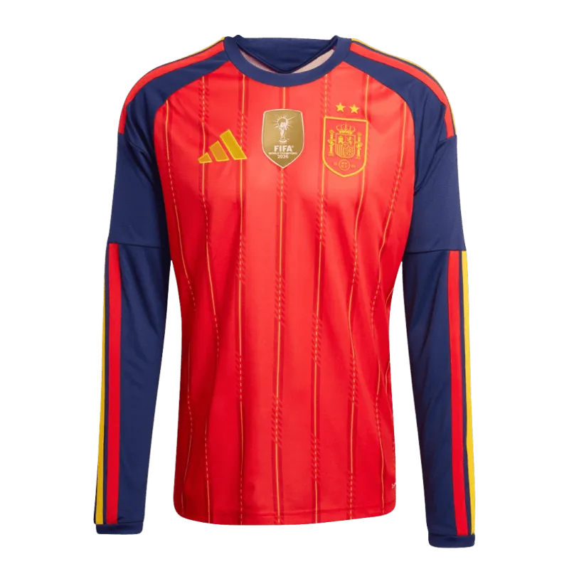 World Cup 2026 Spain Two Stars Champion Home Long Sleeve Jersey