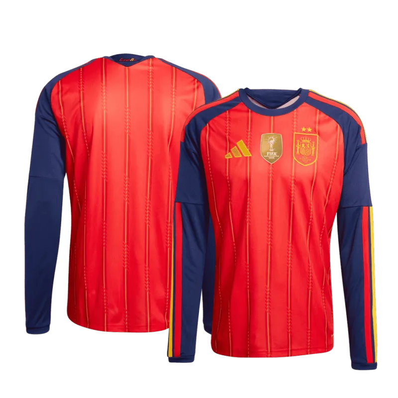 World Cup 2026 Spain Two Stars Champion Home Long Sleeve Jersey