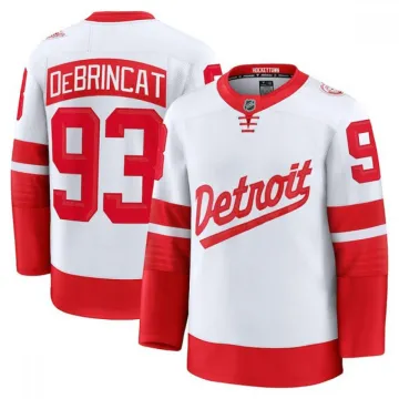Camiseta premium de Alex DeBrincat de los Detroit Red Wings para la NHL Stadium Series 2025 - Blanca