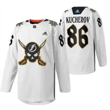 Nikita Kucherov Tampa Bay Lightning 2024 Gasparilla Hockey Jersey - White