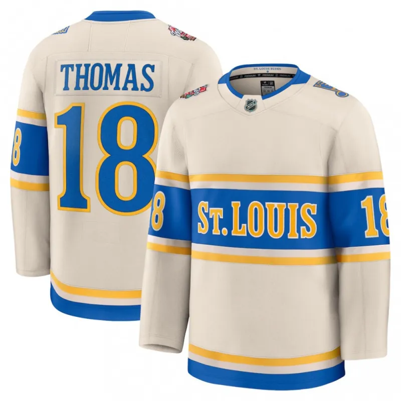 Robert Thomas St. Louis Blues 2025 NHL Winter Classic Premium Player Jersey – Cream