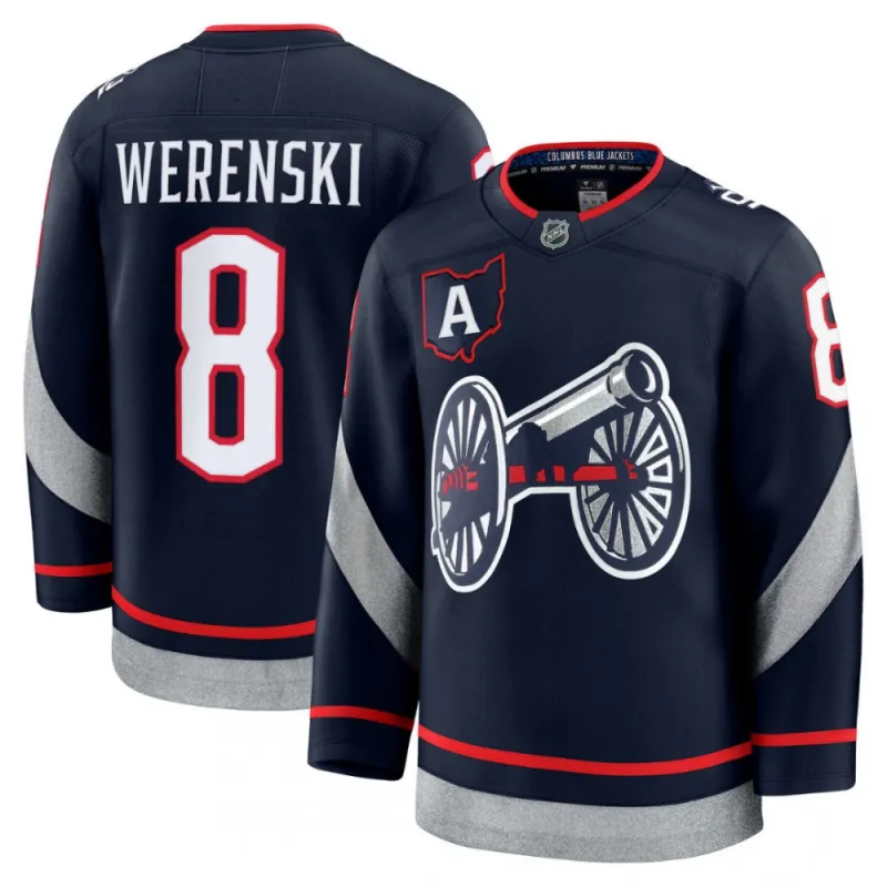 Zach Werenski Columbus Blue Jackets 2025 NHL Stadium Series Premium Jersey – Navy