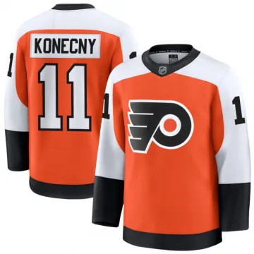 Camisola Premium Laranja dos Philadelphia Flyers Travis Konecny para homem