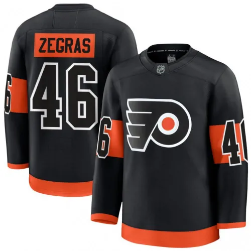 Men's Philadelphia Flyers Trevor Zegras Black Alternate Premium Jersey