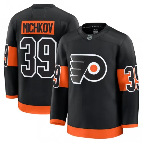 Camisa masculina Philadelphia Flyers Matvei Michkov preta alternativa premium