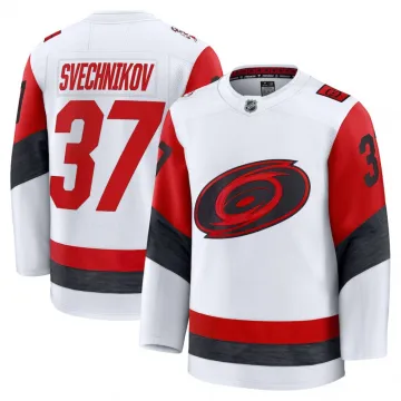 Camisa Premium Branca de Visitante Andrei Svechnikov do Carolina Hurricanes para Homens