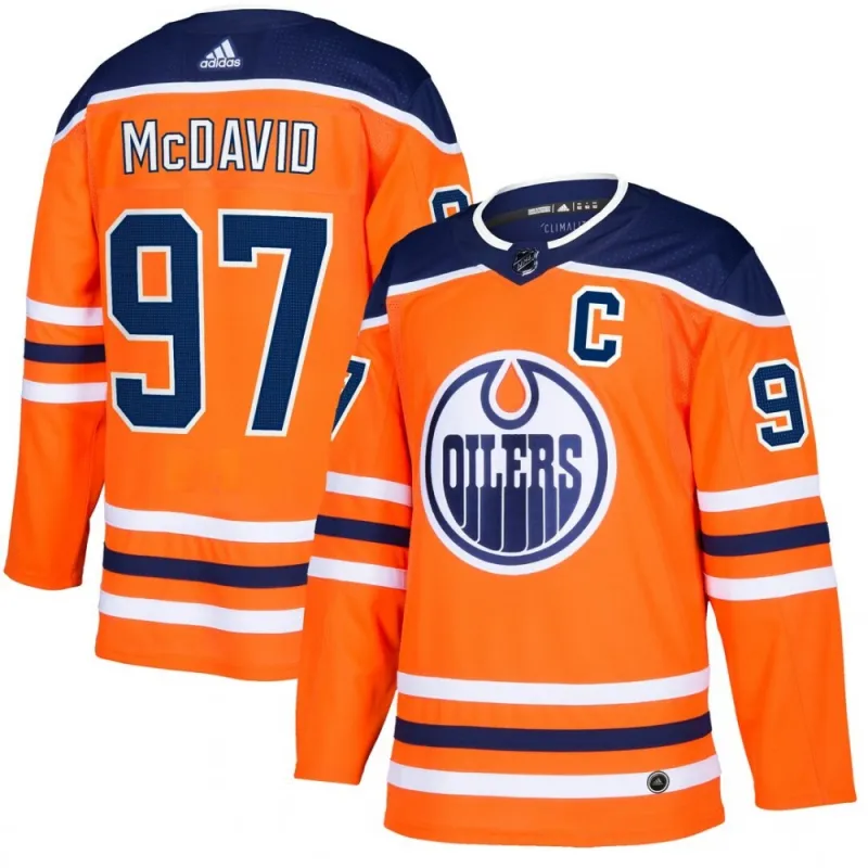 Men’s Edmonton Oilers Connor McDavid #97 adidas Orange Alternate Authentic Jersey