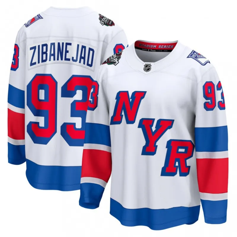 Men’s New York Rangers Mika Zibanejad White 2024 NHL Stadium Series Breakaway Premium Jersey