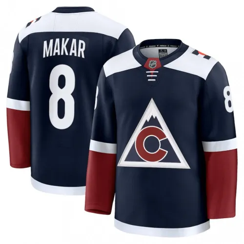 Camisa Premium Alternativa dos Colorado Avalanche para Homem, Cale Makar, Azul-marinho