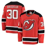 Maillot Premium rouge domicile « Martin Brodeur » des Devils du New Jersey avec Jack Hughes