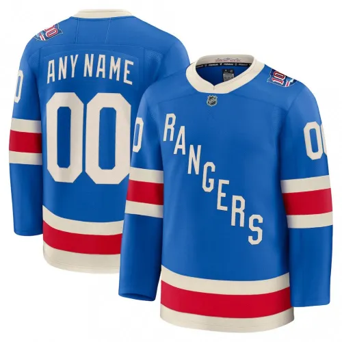 Maillot personnalisé bleu Centennial Premium des New York Rangers pour hommes
