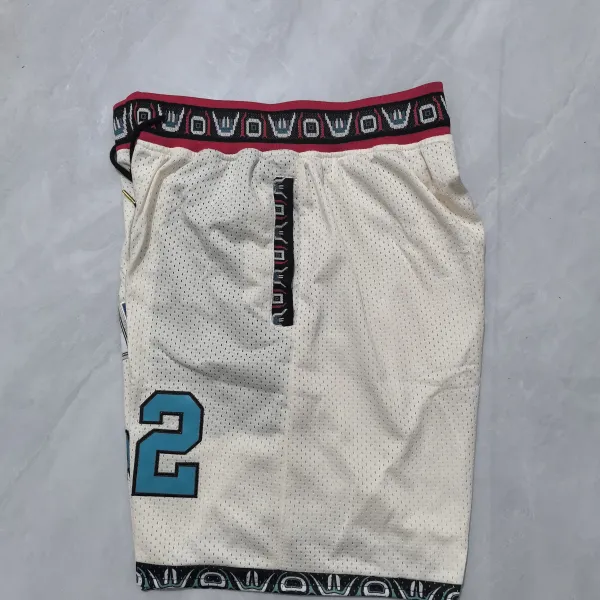 Memphis Grizzlies Throwback Pocket Cream Basketball Shorts - A-Grade Quality Detail View