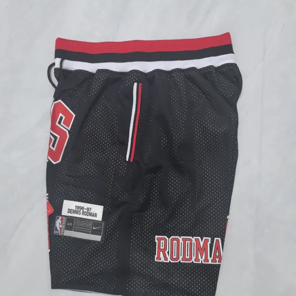 Chicago Bulls Throwback Pocket Black Basketball Shorts - A-Grade Quality Detail View