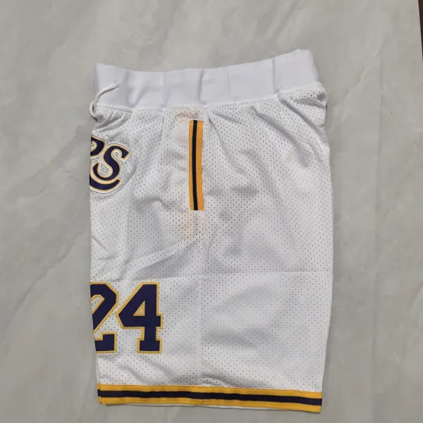 Los Angeles Lakers Throwback Pocket White Basketball Shorts - A-Grade Quality Detail View
