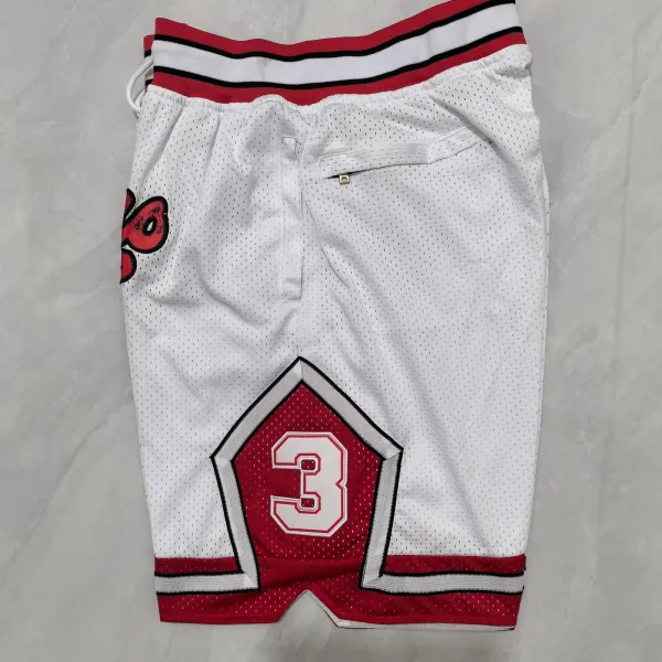 Chicago Bulls Throwback Pocket White Basketball Shorts - A-Grade Quality Detail View