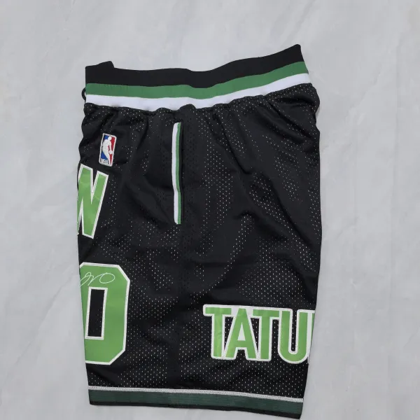 Boston Celtics Throwback Pocket Black Basketball Shorts - A-Grade Quality Detail View