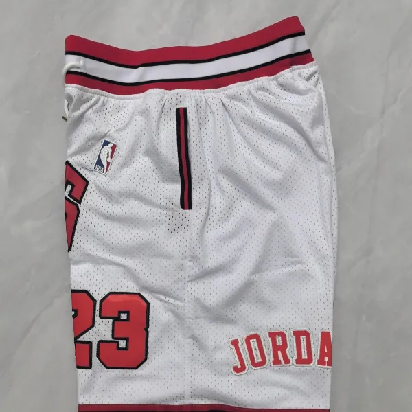 Chicago Bulls Throwback Pocket White Basketball Shorts - A-Grade Quality Detail View