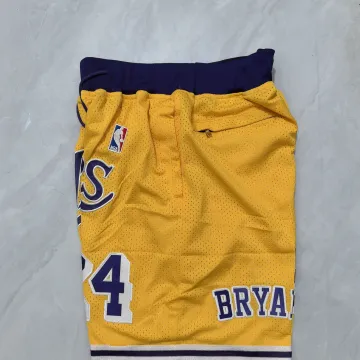 Los Angeles Lakers Throwback Pocket Yellow Basketball Shorts
