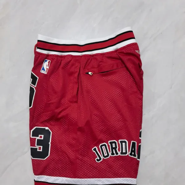 Chicago Bulls Throwback Pocket Red Basketball Shorts - A-Grade Quality Detail View