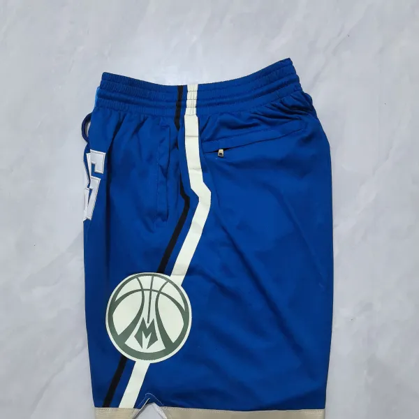 Milwaukee Bucks 2025 City Edition Pocket Blue Basketball Shorts - A-Grade Quality Detail View