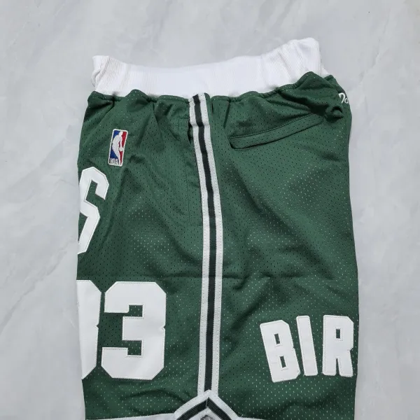Boston Celtics Throwback Pocket Green Basketball Shorts - A-Grade Quality Detail View