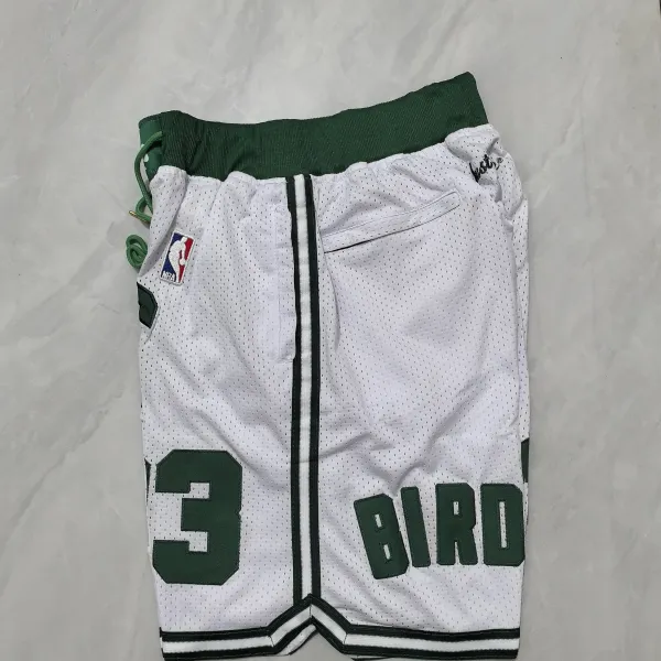 Boston Celtics Throwback Pocket White Basketball Shorts - A-Grade Quality Detail View