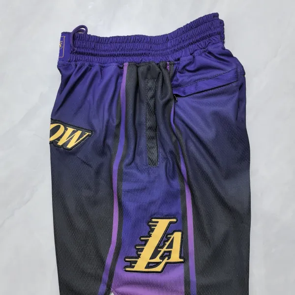 Los Angeles Lakers City Edition Pocket Purple Basketball Shorts - A-Grade Quality Detail View