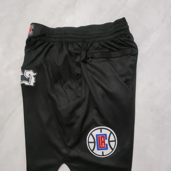 LA Clippers Pocket Black Basketball Shorts - A-Grade Quality Detail View