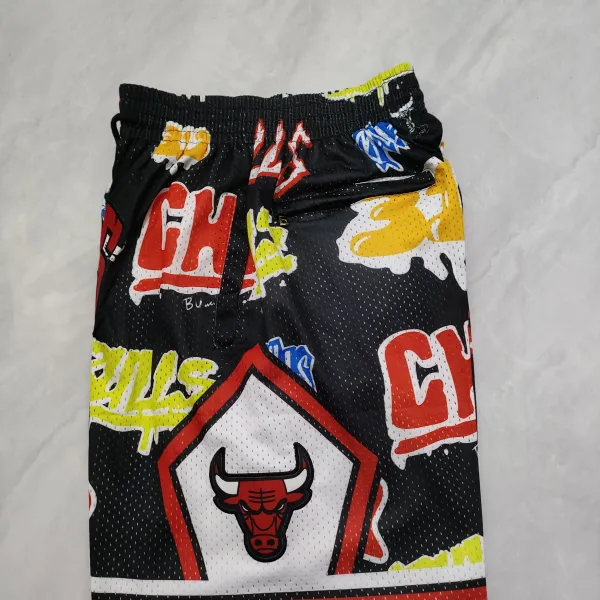 Chicago Bulls Pocket Black Basketball Shorts - A-Grade Quality Detail View