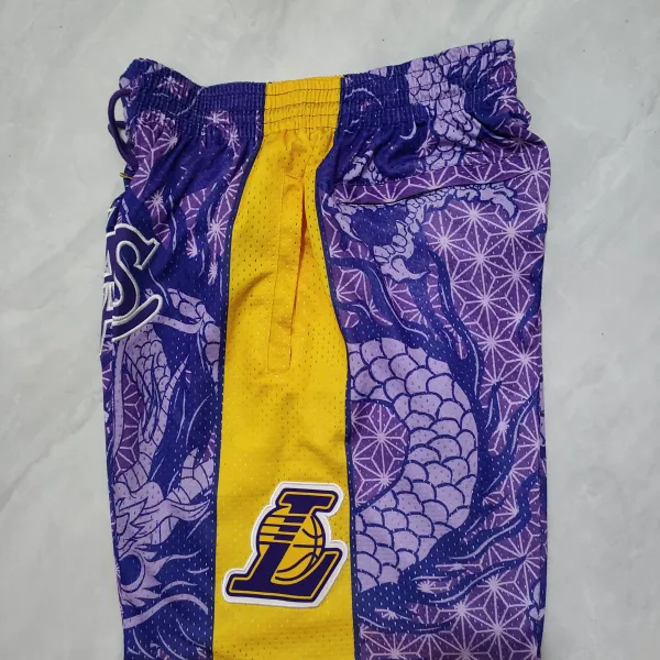 Los Angeles Lakers Pocket Purple Basketball Shorts - A-Grade Quality Detail View