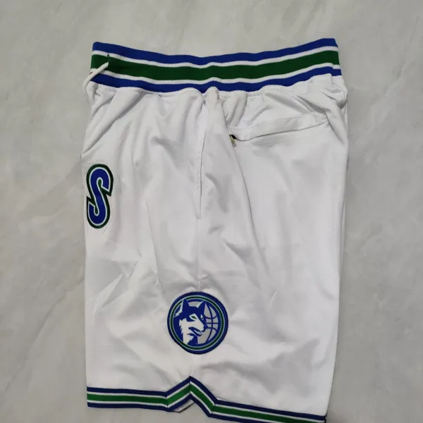 Minnesota Timberwolves Pocket White Basketball Shorts - A-Grade Quality Detail View