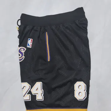 Los Angeles Lakers Throwback Pocket Black Basketball Shorts