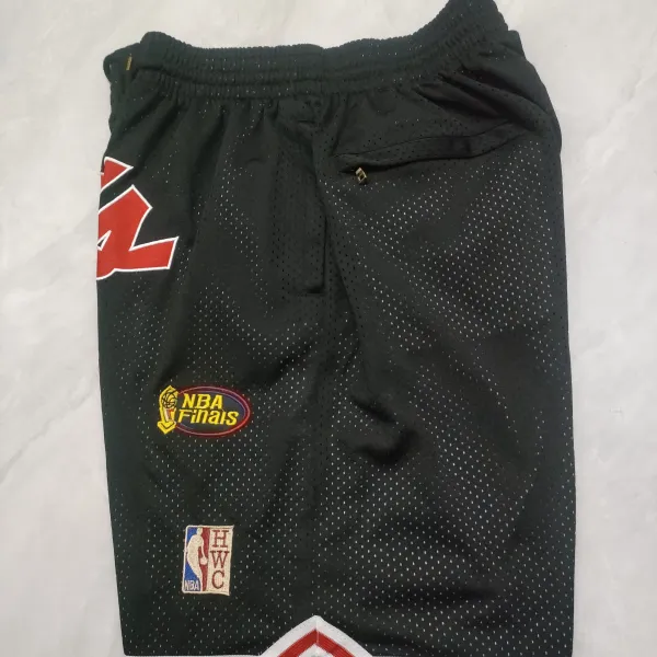 Chicago Bulls Throwback Pocket Black Basketball Shorts - A-Grade Quality Detail View