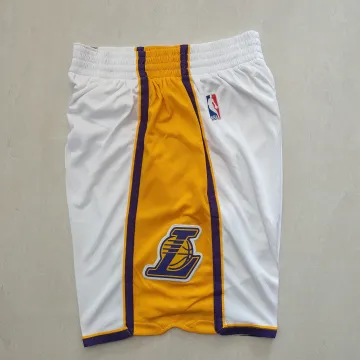 Los Angeles Lakers Throwback White Basketball Shorts