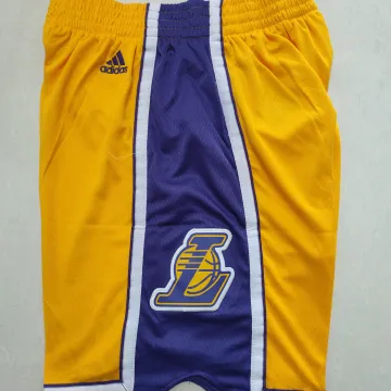 Los Angeles Lakers Throwback Yellow Basketball Shorts