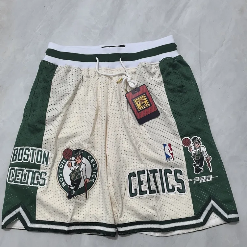Boston Celtics Pocket Cream Basketball Shorts