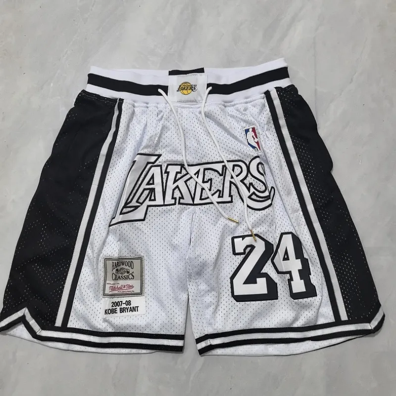Los Angeles Lakers Throwback Pocket White Basketball Shorts