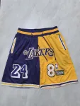 Los Angeles Lakers Throwback Pocket Split Color Basketball Shorts
