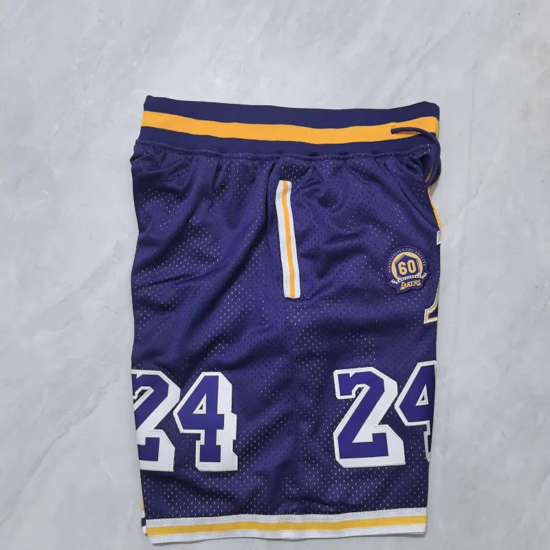 Los Angeles Lakers Throwback Pocket Split Color Basketball Shorts