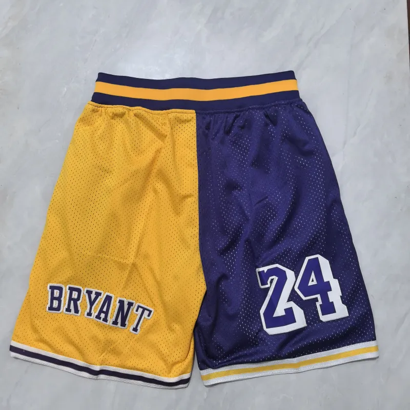 Los Angeles Lakers Throwback Pocket Split Color Basketball Shorts
