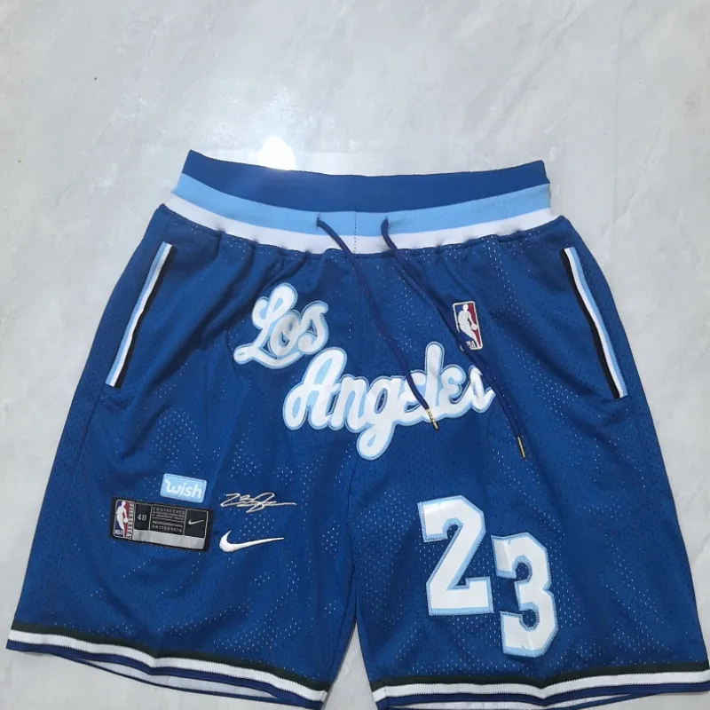 Los Angeles Lakers Throwback Pocket Blue Basketball Shorts