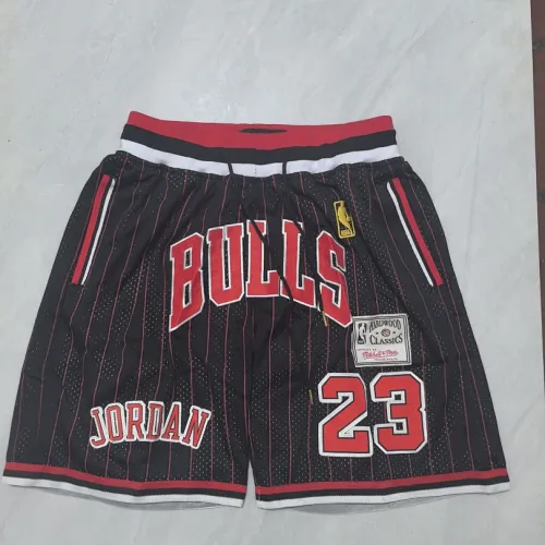 Chicago Bulls Throwback Pocket Black Red Stripe Basketball Shorts