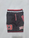 Chicago Bulls Throwback Pocket Black Red Stripe Basketball Shorts