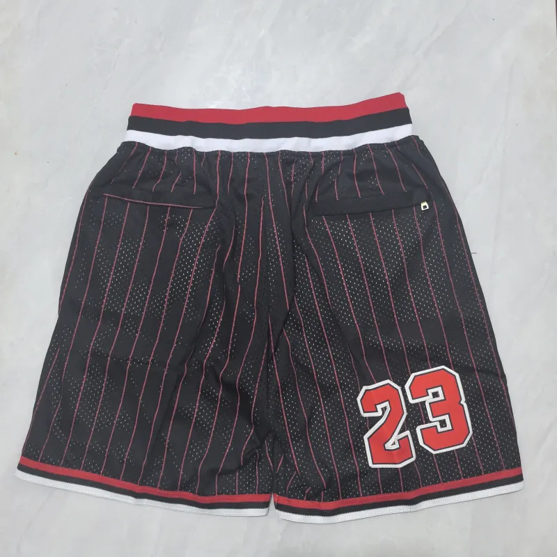 Chicago Bulls Throwback Pocket Black Red Stripe Basketball Shorts