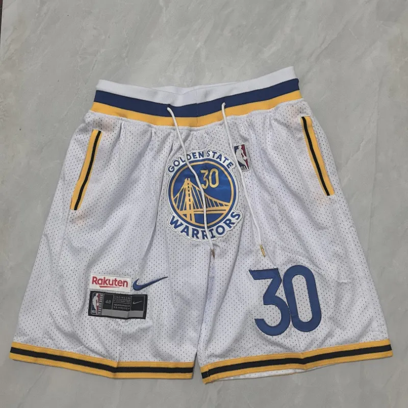 Golden State Warriors Throwback Pocket White Basketball Shorts